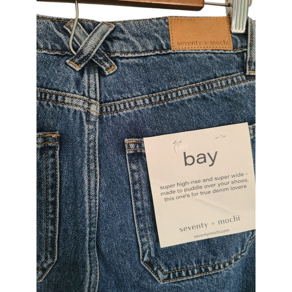 Seventy + Mochi Anthropologie Bay Wide Leg Jean Two Tone in Phoenix Size 26 NWT - Picture 6 of 7